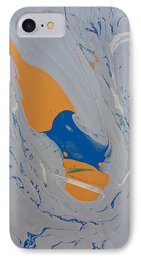 Abstract iPhone 7 Case featuring the painting Discarded Pumpkin Core by Gyula Julian Lovas