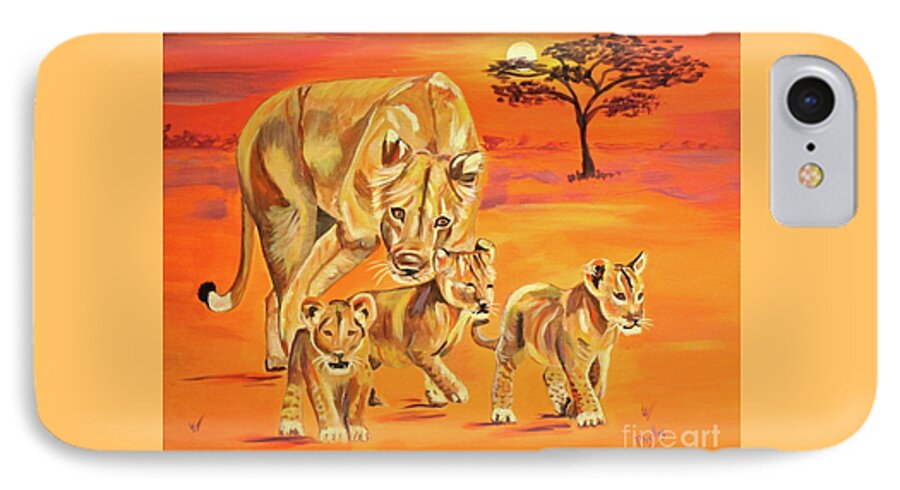 Lioness iPhone 7 Case featuring the painting Do What Mom Says by Phyllis Kaltenbach