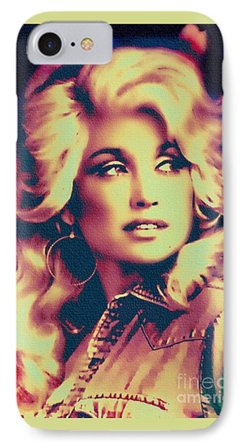 Dolly Parton iPhone 7 Case featuring the painting Dolly Parton - Vintage Painting by Ian Gledhill