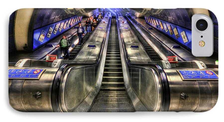 Escalator iPhone 7 Case featuring the photograph Down From A Cloud. Up From The Underground. by Evelina Kremsdorf