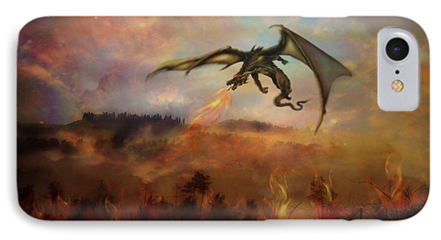 Dragon iPhone 7 Case featuring the digital art Dracarys by Lilia S