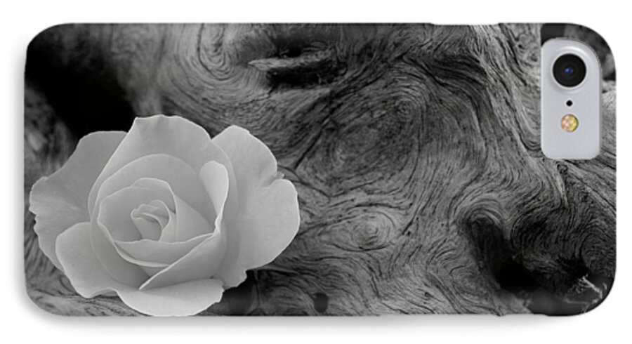 Flower iPhone 7 Case featuring the photograph Driftwood and Roses by Michael Peychich