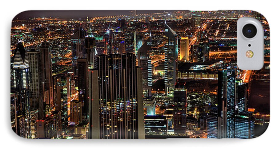 Dubai iPhone 7 Case featuring the photograph Dubai at Night by Shawn Everhart