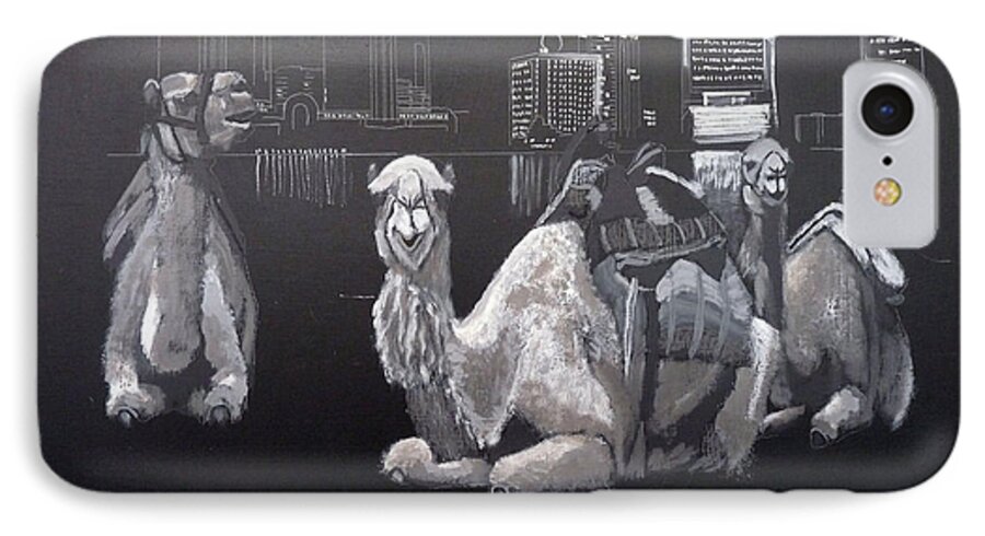 Dubai iPhone 7 Case featuring the painting Dubai Camels by Richard Le Page