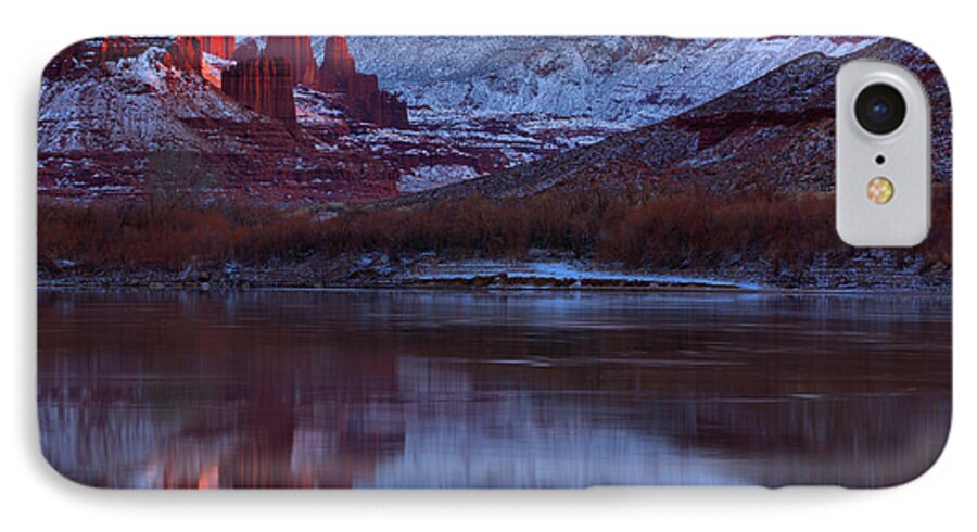 Fisher Towers iPhone 7 Case featuring the photograph Dusk At Fisher Towers by Adam Jewell