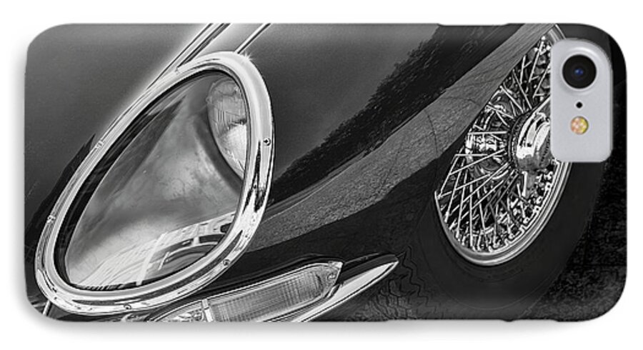 Jaguar iPhone 7 Case featuring the photograph E-Type monotone by Dennis Hedberg