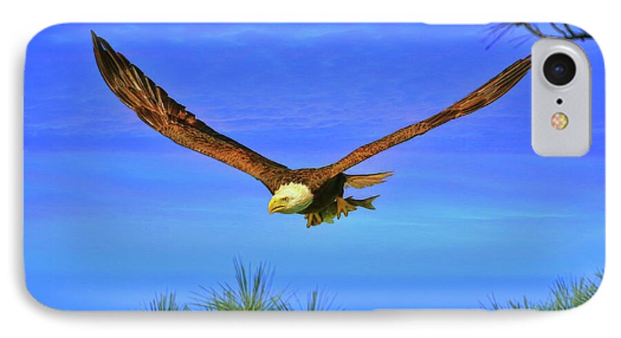 Eagle iPhone 7 Case featuring the photograph Eagle Series Through The Trees by Deborah Benoit