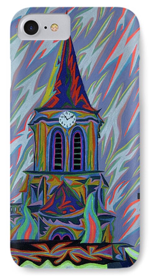 Church iPhone 7 Case featuring the painting Eglise Onze - Onze by Robert SORENSEN