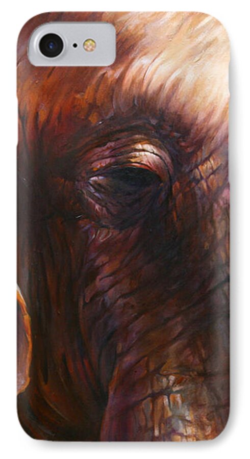 Elephant iPhone 7 Case featuring the painting Elephant empathy by Vali Irina Ciobanu