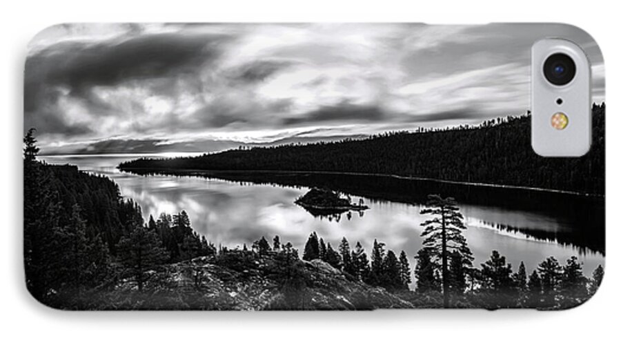 Emerald Bay iPhone 7 Case featuring the photograph Emerald Bay Black and White by Brad Scott