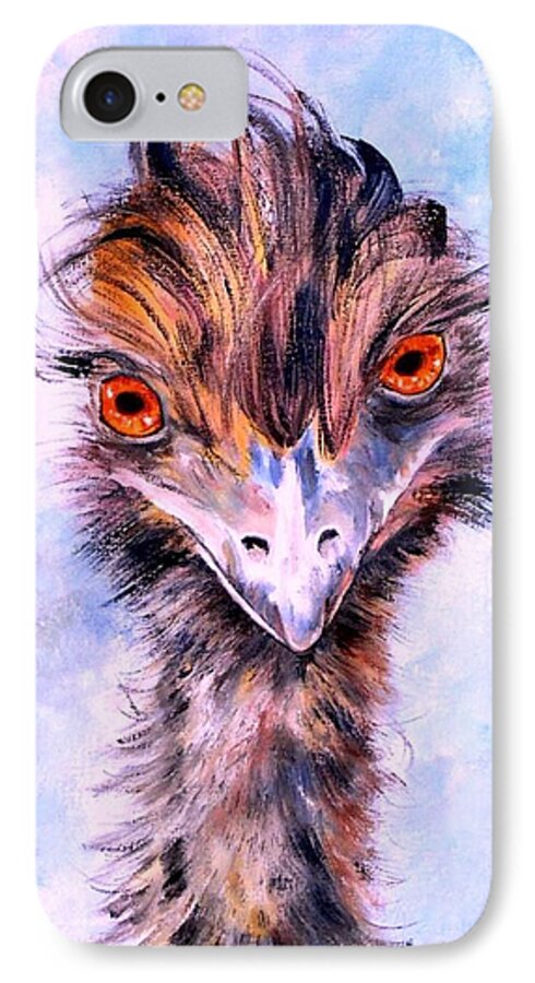 Emu iPhone 7 Case featuring the painting Emu Eyes by Ryn Shell