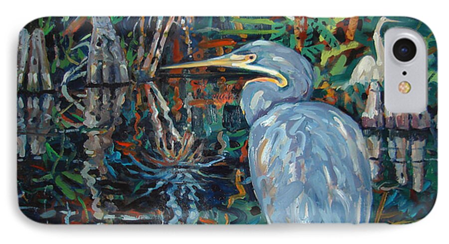 Blue Herron iPhone 7 Case featuring the painting Everglades by Donald Maier