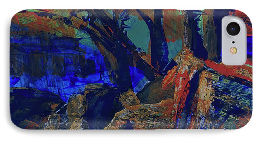 Yosemite Abstract Painting iPhone 7 Case featuring the painting Fall Hiking Trail 1 by Walter Fahmy
