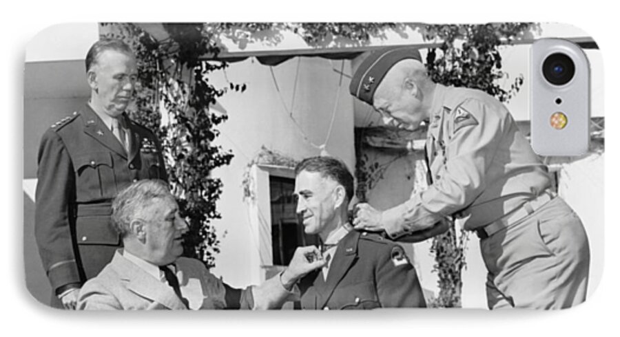 Franklin Roosevelt iPhone 7 Case featuring the photograph FDR Presenting Medal Of Honor To William Wilbur by War Is Hell Store