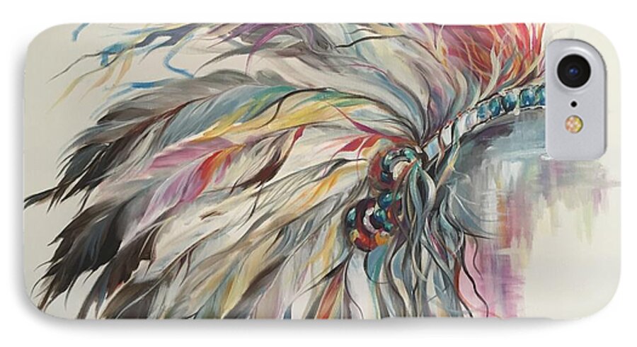 Indian iPhone 7 Case featuring the painting Feather Hawk by Heather Roddy