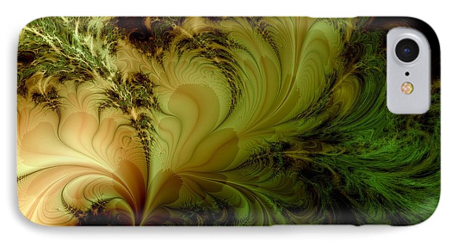 Feather iPhone 7 Case featuring the digital art Feathery Fantasy by Casey Kotas
