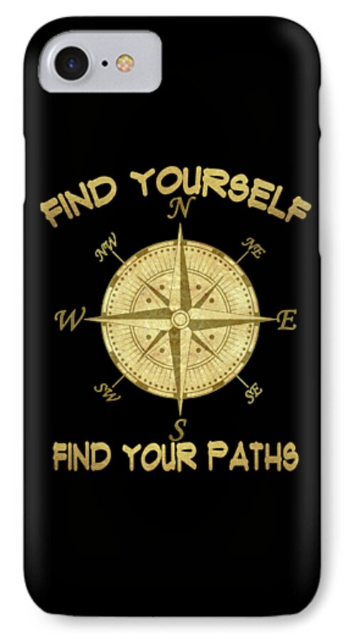 Inspiring Words iPhone 7 Case featuring the painting Find Yourself Find Your Paths by Georgeta Blanaru