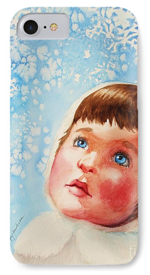 Snow iPhone 7 Case featuring the painting First Snowfall by Marilyn Jacobson