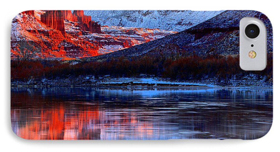 Fisher Towers iPhone 7 Case featuring the photograph Fisher Towers Sunset Winter Landscape by Adam Jewell