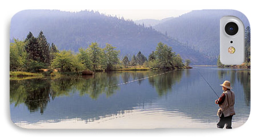 Photography iPhone 7 Case featuring the photograph Fishing, Lewiston Lake, California, Usa by Panoramic Images