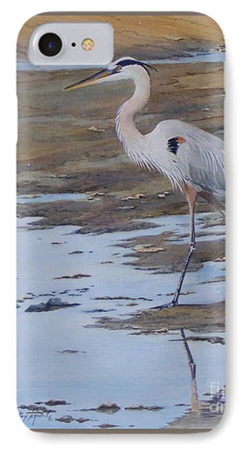Watercolor iPhone 7 Case featuring the painting Fishing The Mud Flats...SOLD by Sandy Brindle