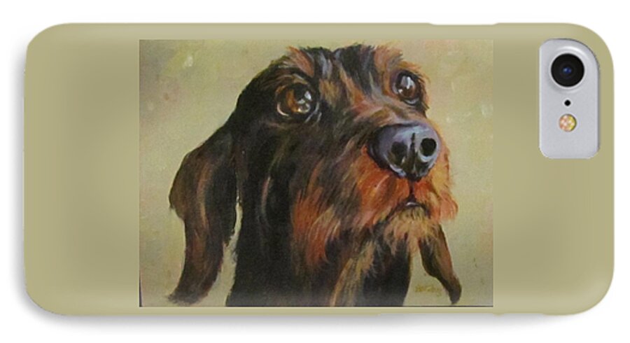 Dog iPhone 7 Case featuring the painting Flavi by Barbara O'Toole