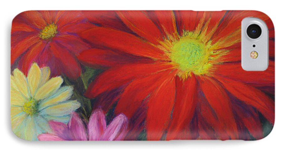 Red Floral iPhone 7 Case featuring the painting Flower Power by Vikki Bouffard