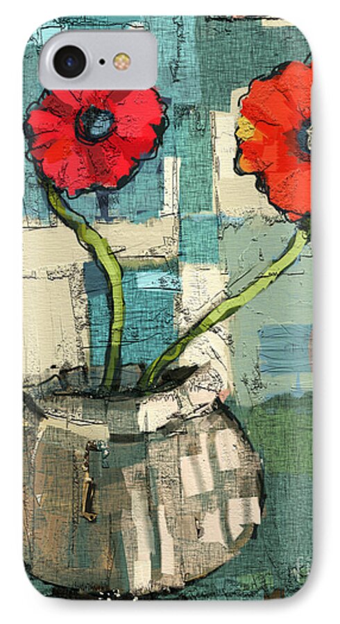 Bright iPhone 7 Case featuring the painting Flowers by Carrie Joy Byrnes