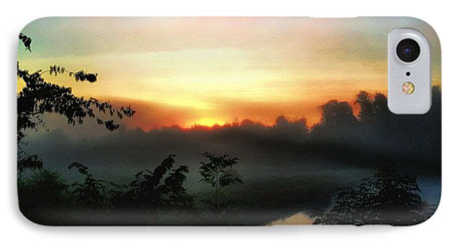 Foggy Edges Sunrise Sun Morning Fog Dew Trees Forest Lake Water Craig Walters Photo Art Photograph Photographic Artist Artistic A An The iPhone 7 Case featuring the digital art Foggy Edges Sunrise by Craig Walters