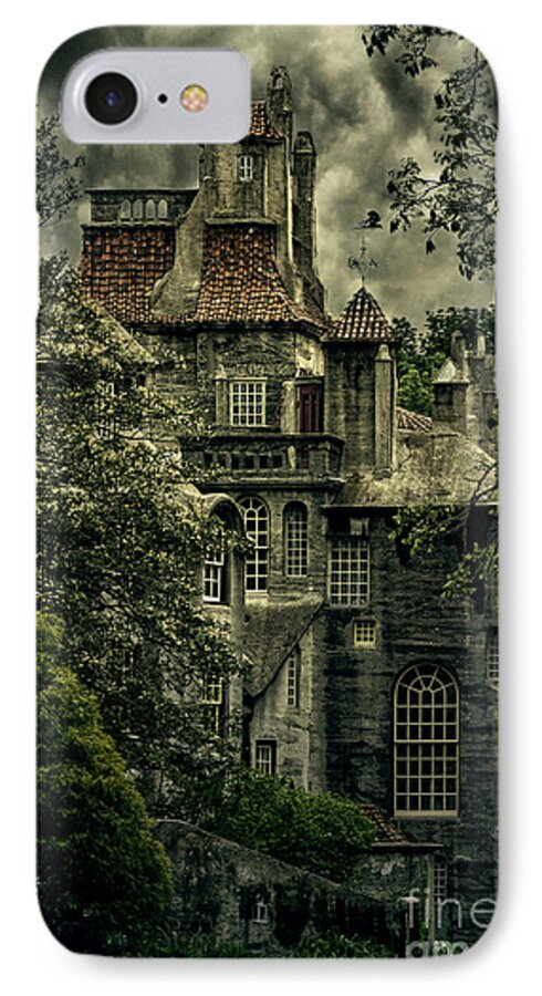 (day Or Daytime) iPhone 7 Case featuring the photograph Fonthill with Storm Clouds by Debra Fedchin