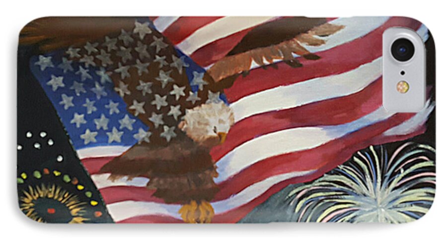 Flag iPhone 7 Case featuring the painting Freedom Reigns by Sharon Casavant
