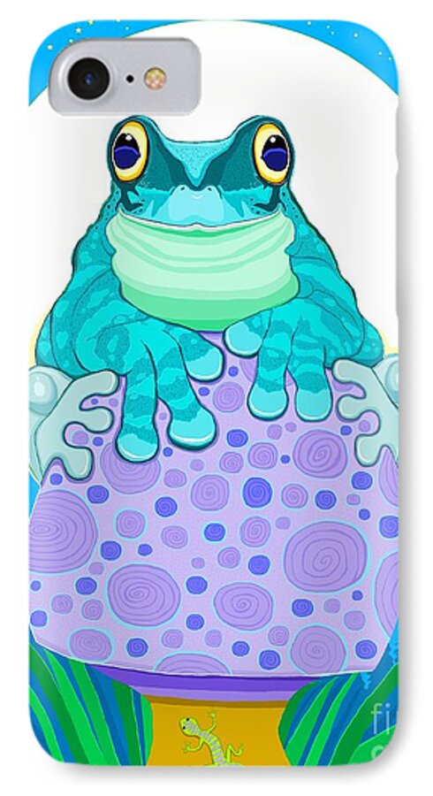 Frog iPhone 7 Case featuring the digital art Full moon Froggy by Nick Gustafson