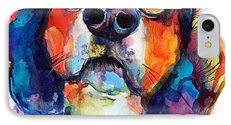 Watercolor iPhone 7 Case featuring the photograph Funny Beagle Watercolor Portrait By by Svetlana Novikova