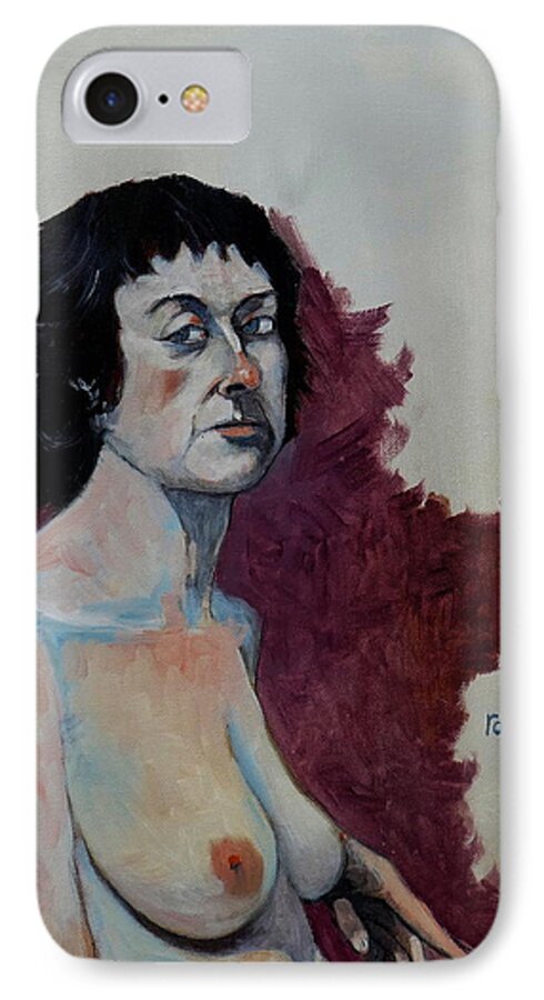 Oil iPhone 7 Case featuring the painting Gabrielle with long hair by Ray Agius