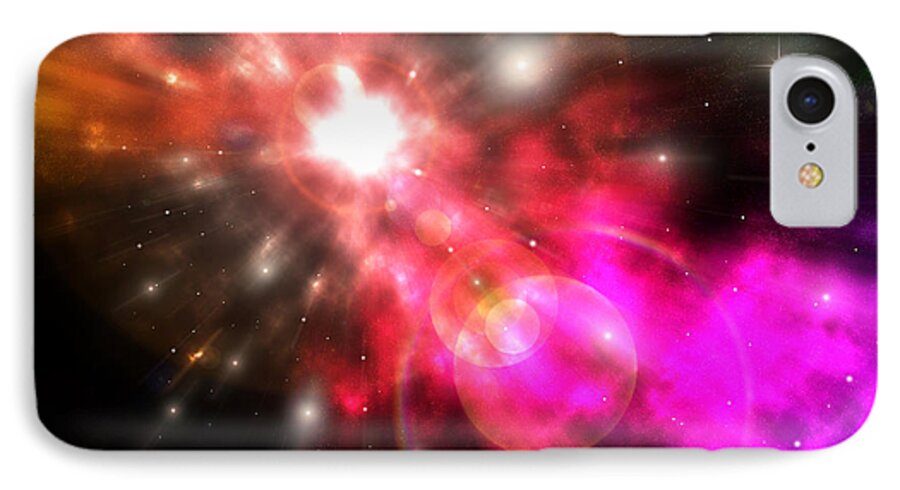 Galaxy iPhone 7 Case featuring the digital art Galaxy of Light by Phil Perkins