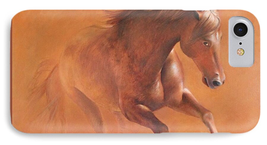Horse iPhone 7 Case featuring the painting Gallop In The Desert by Vali Irina Ciobanu
