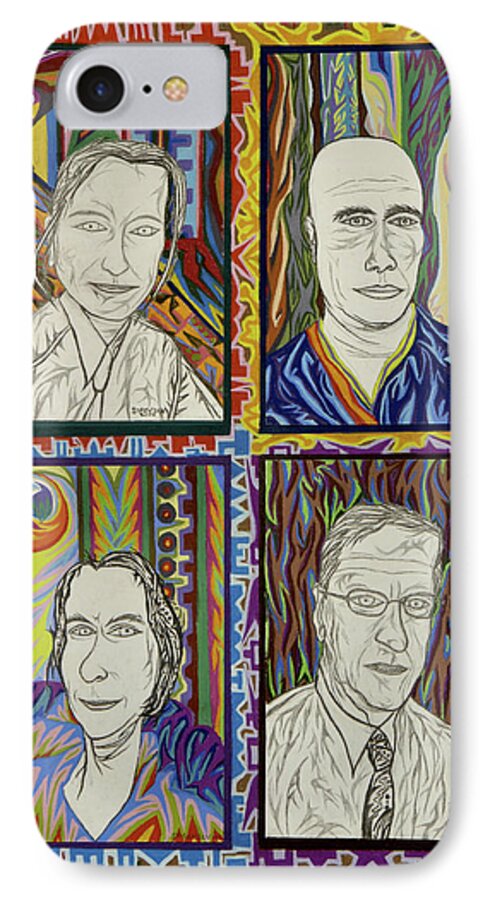Portrait iPhone 7 Case featuring the painting Gang of Four by Robert SORENSEN