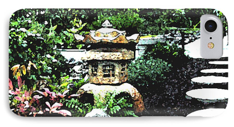 Chinese iPhone 7 Case featuring the mixed media Garden Lantern by Shirley Heyn