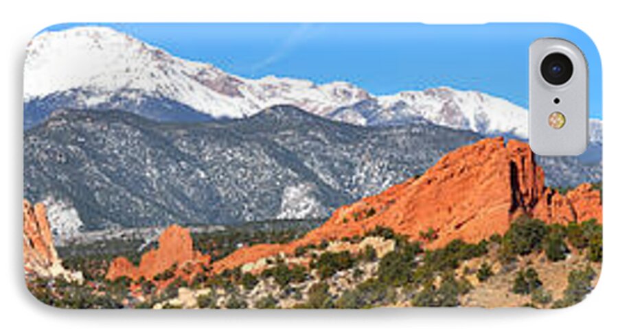 Garden Of The Gods iPhone 7 Case featuring the photograph Garden Of The Gods Red Rock Panorama by Adam Jewell