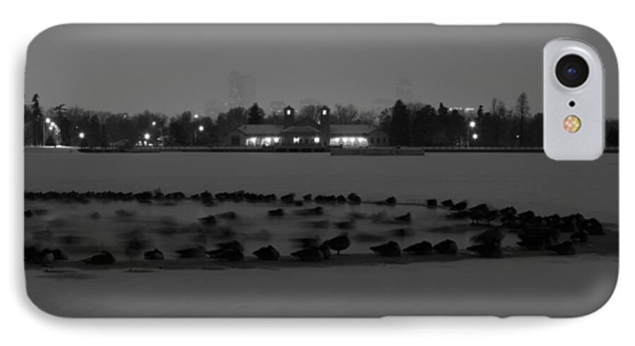 Geese iPhone 7 Case featuring the photograph Geese In Frozen Lake by Stephen Holst