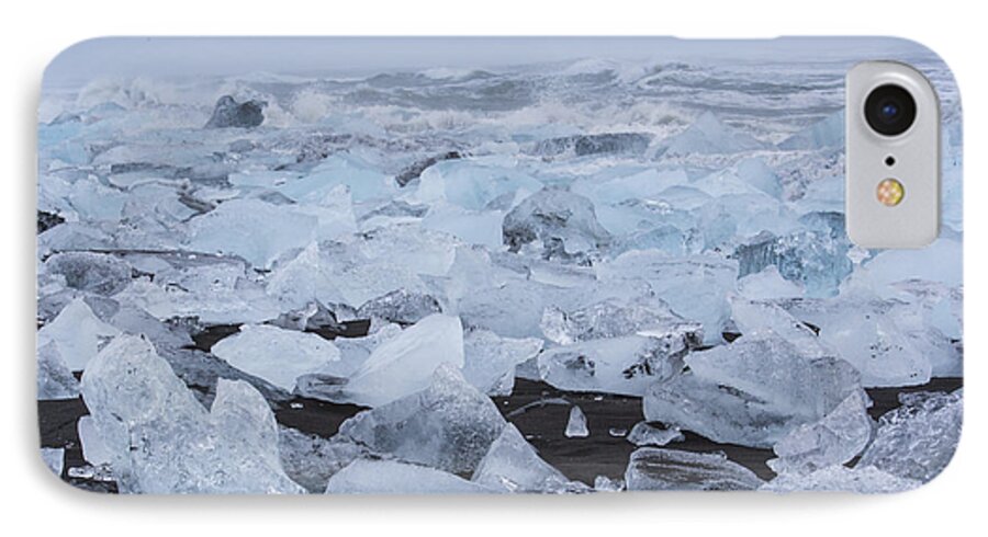 Glacial Lagoon iPhone 7 Case featuring the tapestry - textile Glacier Ice by Kathy Adams Clark