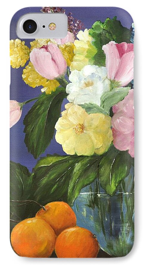 Glass Bowl iPhone 7 Case featuring the painting Glass bowl and oranges by Carol Sweetwood