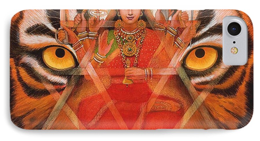 Durga iPhone 7 Case featuring the painting Goddess Durga by Sue Halstenberg