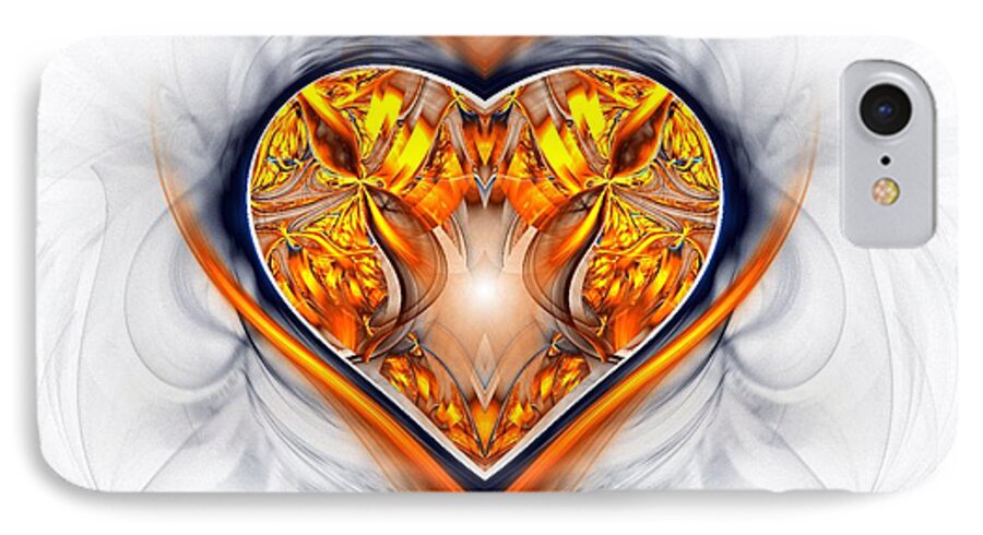 Digital iPhone 7 Case featuring the digital art Gold and Sapphire Heart by Sandra Bauser