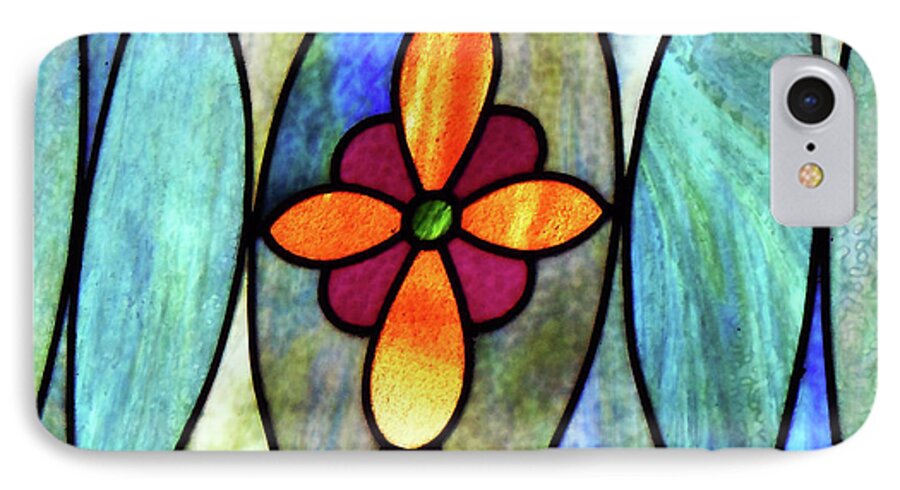Stained Glass iPhone 7 Case featuring the photograph Golden Cross by Joy Tudor