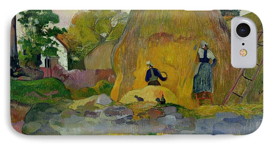 Yellow Haystacks iPhone 7 Case featuring the painting Golden Harvest by Paul Gauguin