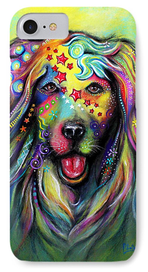 Golden Retriever Art iPhone 7 Case featuring the pastel Golden Retriever by Patricia Lintner