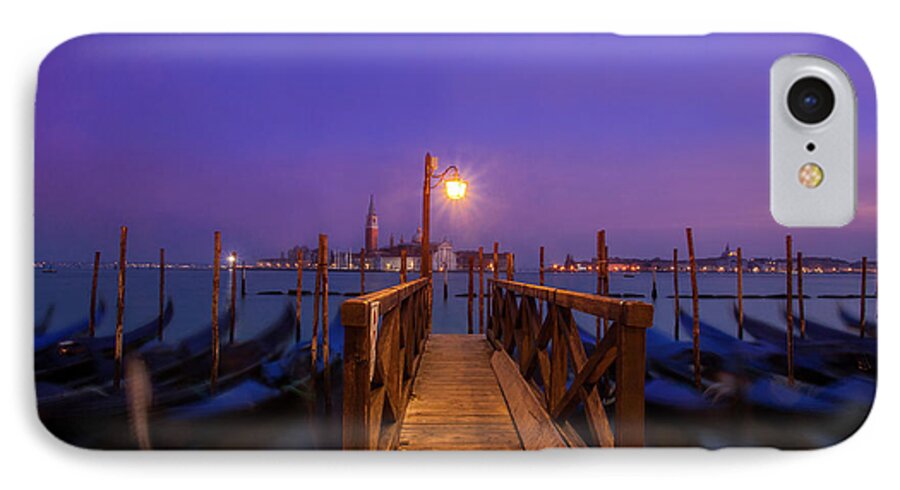 Venice iPhone 7 Case featuring the photograph Gondolas at Dawn by Andrew Soundarajan
