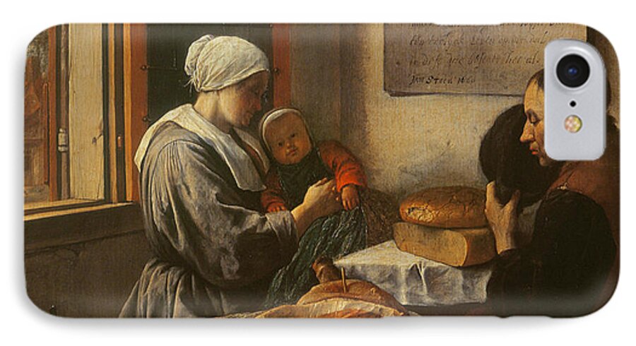 Sying iPhone 7 Case featuring the painting Grace before Meat by Jan Havicksz Steen