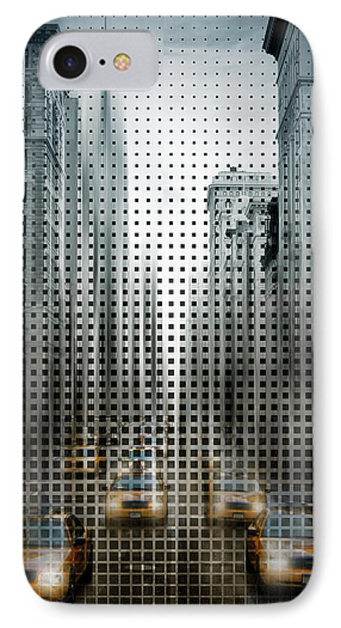 New York City iPhone 7 Case featuring the photograph Graphic Art NYC 5th Avenue Traffic V by Melanie Viola